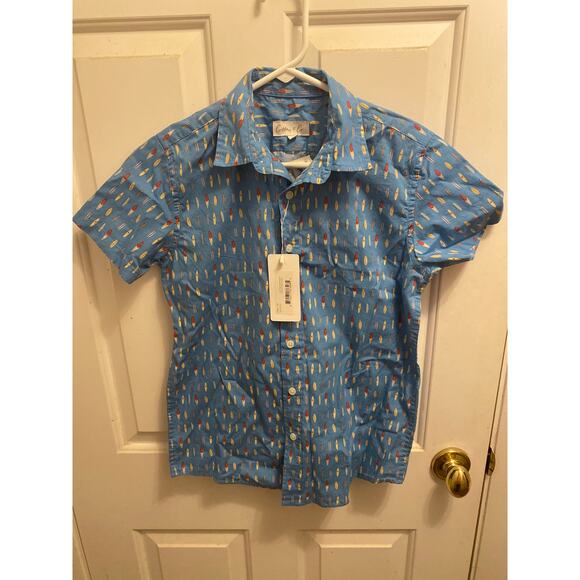Cotton and Co Other - Brand New Cotton and Co Boys Size 12 Surfboard Print Short Sleeve Poplin Shirt